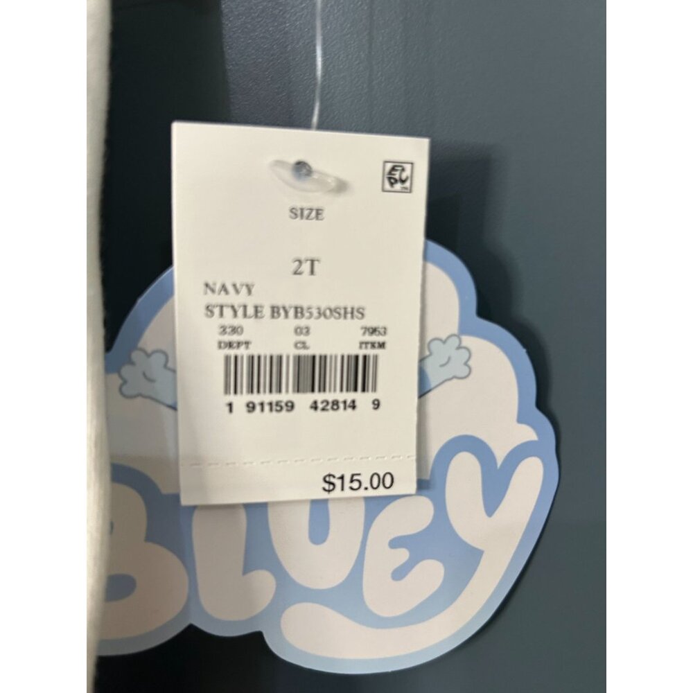 NWT Bluey Toddler Boys 2-Piece Athletic Outfit Set 2T White/Navy Brisbane Print - Picture 2 of 5